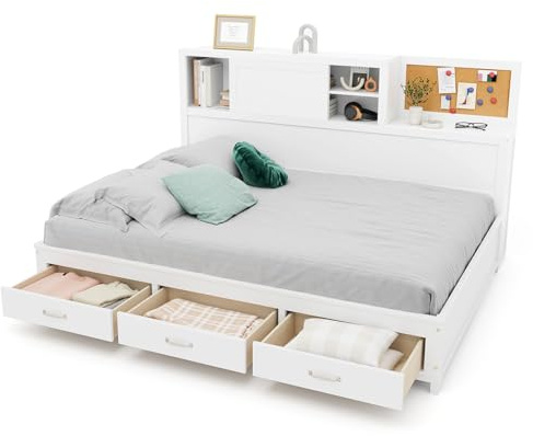 Multigot 3FT/4FT6 Day Bed Frame with Side Cabinet (191 x 136 cm)