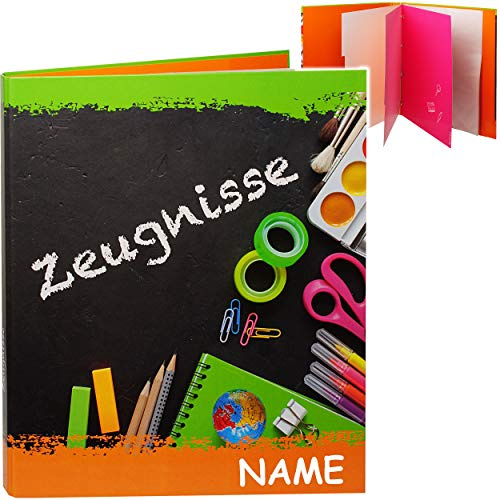 alles-meine.de GmbH A4 - Ringbuch/Zeugnisringbuch - Zeugnisse Bunte Stifte - incl. Name - mit Einsteckseiten & Einlagen - ERWEITERBAR/Ordner - Zeugnismappe - Sammelordner D..