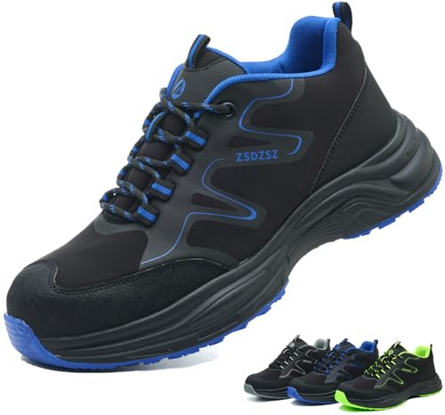 Zapatos de Seguridad para Hombre Mujer Zapatillas Trabajo con Punta de Acero Ligeros Transpirable Calzado de Seguridad Antideslizantes Comodo Zapatos de Trabajo