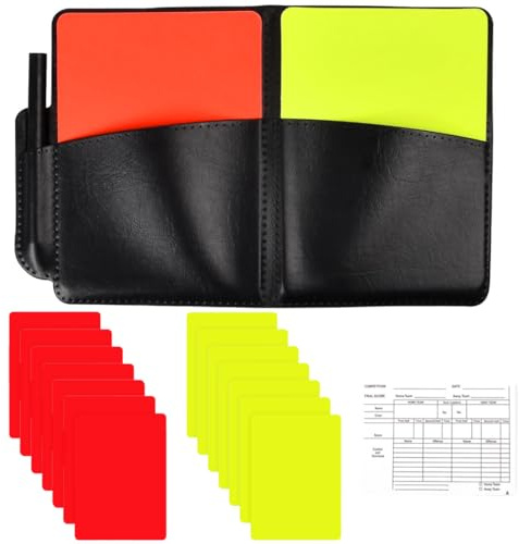 HAMKU 14 Pezzi Cartellino Arbitro di Calcio, Set di Carte Arbitro, Cartellini Arbitro Calcio in PVC, Sport Arbitro Carte, Cartellini Rossi e Gialli per Arbitro di Calcio Sportivo Penna con portacarte