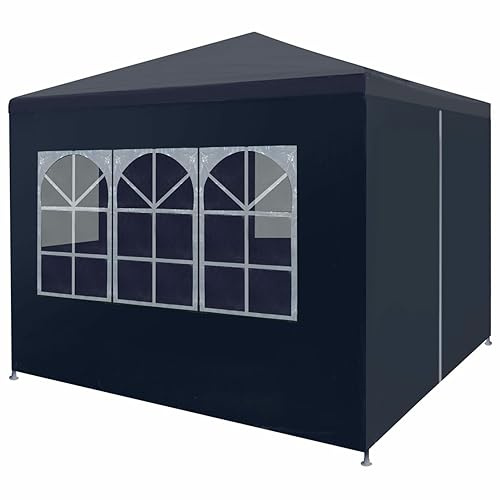 Gecheer Tente de Réception 3 x 3 m Bleu Tonnelle de Jardin, Gazebo Pavillon Extérieur Belvédère avec Panneaux Latéraux pour Camping, Festival, Fête, Marriage, BBQ, Terrasse, Plage
