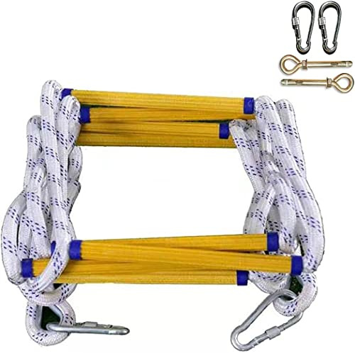 LUMSGN Échelle de Corde, échelle de Secours, échelle de sécurité, échelle Souple pour Enfants et Adultes, capacité de Charge jusqu'à 420 kg, évacuation par fenêtre et Balcon avec Crochets, 3 m, 5 m