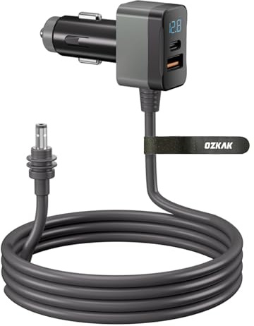 Ozkak Starlink Mini Stromkabel 3M 18AWG, 12V-24V Zigarettenanzünder-Adapter zu DC Stromkabel mit Digitalanzeige, USB-A, Type-C Anschluss, für Starlink Mini, wasserdicht, Zigarettenanzünder-Ladegerät