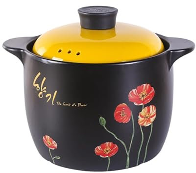 Pentola di terracotta in ceramica for cucinare con coperchio, pentola cinese for stufato, pentola di terracotta for cucinare riso, noodles e porridge, casseruola di zuppa di latte, pentole antiaderent