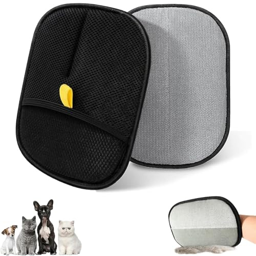 2PCS Upgraded Pet Hair Remover Glove – Electrostatic Pet Hair Removal Glove for Cats & Dogs, Double-Sided Reusable Pet Grooming Gloves, Dog & Cat Hair Remover Glove for Furniture Carpet Clothes