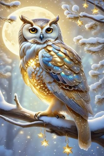 Picmondoo Diamond Painting - 40x60cm - Goldene Schneeeule