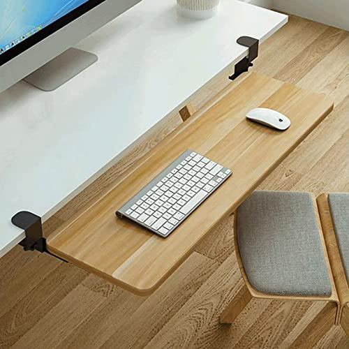 Ergonomisk tangentbordsbricka för skrivbord, justerbar kläm-på-design, infällbar plattform, 52 x 25 cm, optimera arbetsyta och förbättra komforten för hemmakontoret