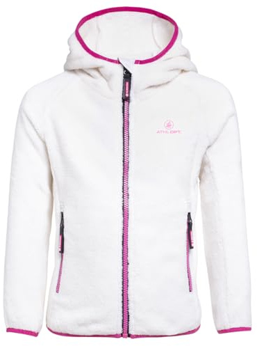 ATHL DPT. Veste polaire chaude et douillette pour fille pour le sport et les loisirs, Avec capuche blanche, 122