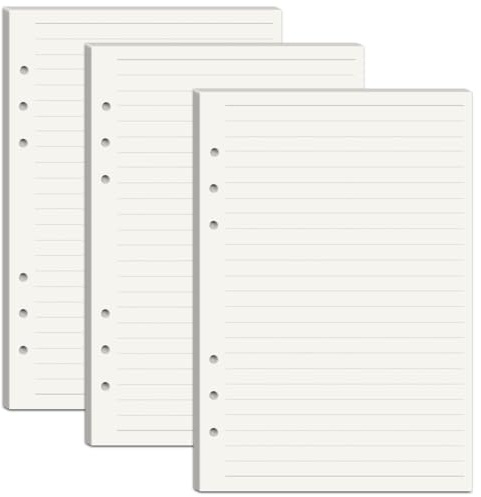 A5 Nachfüllpapier Liniert, 135 Blätter/270 Seiten 6 Löcher Nachfülleinlagen | A5 Liniertes Nachfüllpapier, Nachfüllbar Notizpapier, Refill Ringbucheinlagen, für Notizbuch To Do Liste Planer Studium