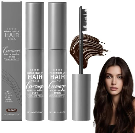 2Pcs Haar Mascara Braun Haarmascara Braun Hair Mascara Natürlich Graue Haare Abdecken Haaransatz Präzise Kaschieren Wasser Schweißfest Präzise Färbung für Frauen und Männer,4ml