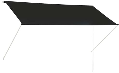 WRJENFSC Einziehbare Markise 250x150 cm Anthrazit, Manuelle Fenstermarkise aus Polyester mit PA-Beschichtung und Stahlrahmen, Verstellbarer Sonnenschutz für Balkon Terrasse und Garten