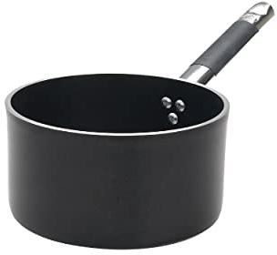 Pentole Agnelli ALSC2105SSC16 Alblack Casseruola Alta in Alluminio, Spessore 5 mm, Acciaio Inossidabile, 1.5 Litri, Nero