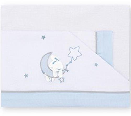 Pirulos 00313113 - Sábanas, diseño luna, 60 x 120 cm, color blanco y azul