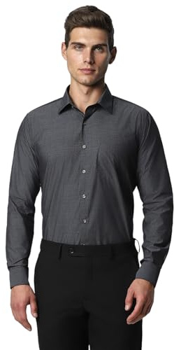 Van Heusen Men's Flex Collar Slim Fit Stretch Dress Shirt Shirt, Black, 15.5 Neck 34-35 Sleeve