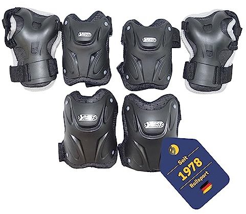 BEST SPORTING Protektoren-Set I Schützer Set 6-Teilig I Ellenbogenschoner/Handrückenschoner/Knieschoner I hochwertiges Skater Schützer Set I Robustes & stabiles Schonerset Größe S-L