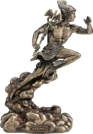 Mytologia greca / romana Dio Ermès/Mercurio (Statue in bronzo decorativo, statuetta 22 cm)