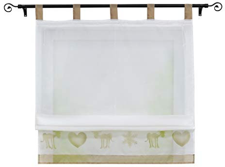 Joyswahl Voile Raffrollo mit Schlaufen Weihnachten halptransparenter Gardine »Elch« Schals Fenster Vorhänge BxH 100x155cm Kaffee 1er Pack