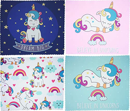 Super Cute Rainbow Unicorn Ultrafine in microfibra di alta qualità con panno per la pulizia dello schermo del telefono e della lente, 18 cm x 15 cm, confezione da 4 pezzi
