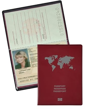 Reisepasshülle aus PVC-Folie, RFID-Protection für maximale Datensicherheit, für EU-Reisepass, Rot, Verpackungseinheit: 1 STK