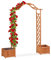 Relaxdays Jardinière pergola, Treillis Plante grimpante Bois 2 bacs à Fleurs, 209 x 181 x 60 cm, Orange