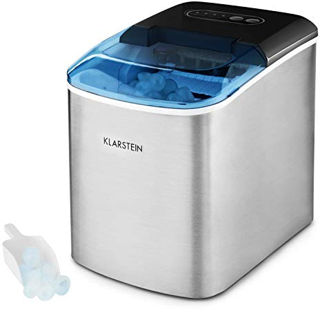 Klarstein Macchina Ghiaccio 2.1L, Macchina del Ghiaccio Professionale, Fabbricatore Ghiaccio Secco Alimentare 12kg, Cubetti di Grandi Piccole Dimensioni, Macchina Ghiaccio Casa Autopulente Cocktail