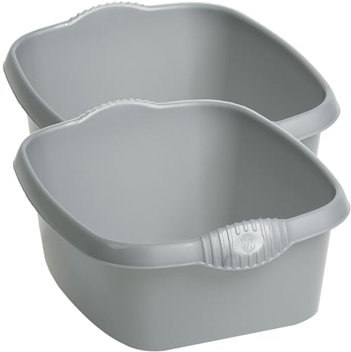 Schüsseln 2 Stück 12L grau eckig 39x32x12cm Kunststoff Spüle Box Schüssel