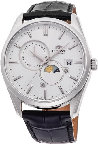 Orient Automatik Herren Armbanduhr aus Edelstahl und Leder in der Farbe Silber-weiß, Gehäuse 42 mm, wasserdichte: 5 ATM, RA-AK0310S10B