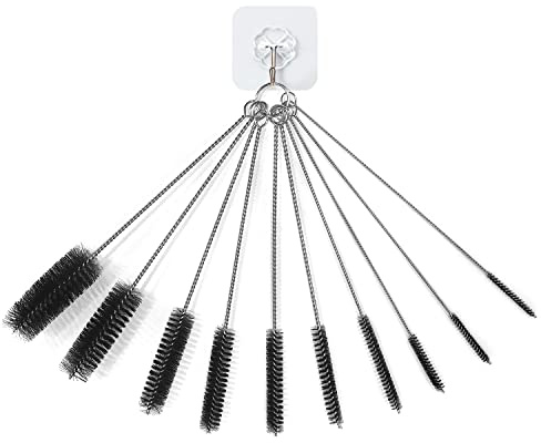 Stück Rohrbürste Nylon Flasche Pfeifenreiniger Set mit selbstklebenden Haken Flasche Reinigungsbürste Bürsten für kleine Räume Multi-Size Strohhalm SRE-01 Schwarz lang