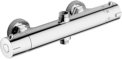MORADO Grifo Termostatico Ducha, Grifo Ducha Termostatico de 2 Salidas, Salida Superior 3/4 BSP(26.4mm) y Salida Inferior 1/2 BSP(21mm), Grifo Termostatico Bañera Forma Redonda