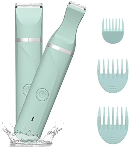 Rechargable Bikini Trimmer Women Body Hair Trimmer Painless Pubic Hair Trimmer for Women Bikini Arms Legs Underarms Lady Shaver for Womens,Replaceable Snap-in Ceramic Blades,IPX7,Wet and Dry Use