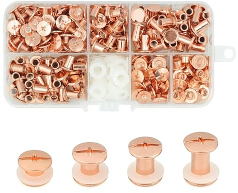 120 Set Chicago Screw Posts, 4-6-8-10mm Rivet Binding Screws Rose Gold