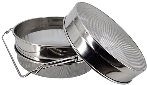 NIZEFEI Edelstahl-Honigsieb, Doppelsieb, Mehrzweck-Honigsieb für 1,8 l Eimer, leicht zu reinigen und langlebig