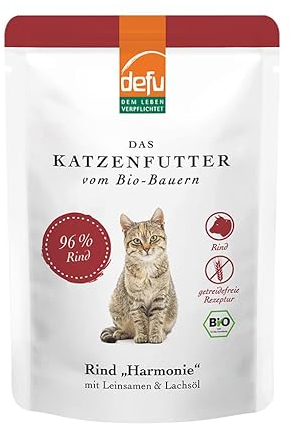 defu Katzenfutter | 1 x 85 g | Bio Rind Harmonie Nassfutter | Premium Bio Katzenfutter | Pate für Katzen
