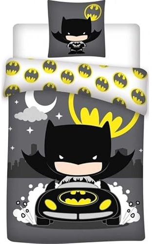 arlis Parure Housse De Couette Batman - 140 x 200 Cm avec taie d'oreiller Batman (Parure de Lit Batman)