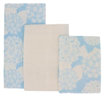Küchenhandtuch-Set mit Blumenmuster, Hortensie in Hellblau, hergestellt in Japan