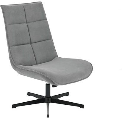 39F FURNITURE DREAM Moderner Drehsessel mit Sitz aus Stoff mit Liegefunktion und Basis aus Metall, Grau, 63,5 x 85 x 93 cm
