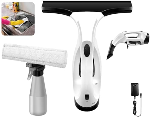 Cordless Household Window Tool,Cordless Window Vac with 150ml Water Tank,Portable Window Vacuum Cleaner Electric Window Cleaner with Rubber Squeegee for Windows,Tiles, Mirrors