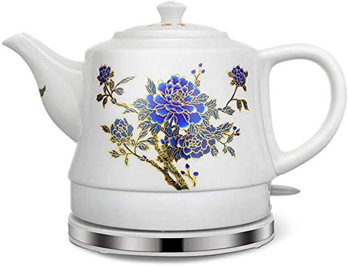 ZVALIEVYE Bouilloire Électrique En Céramique - Pichet Rétro En Acier Inoxydable de 1,2 L, Sans Bpa, Mise Htension Automatique, Eau À Ébullition Rapide de 1000 W Pour Le Thé, Le Café, La Soupe, Les Flo