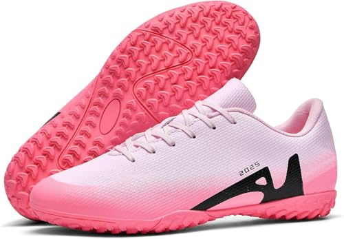 Kmrlofiy Botas de Fútbol Hombre Profesionales Zapatillas de Fútbol Hombre Niños Spike Aire Libre Zapatos de Fútbol Atletismo Training Calzado de Fútbol (Rosa-1, 42EU)