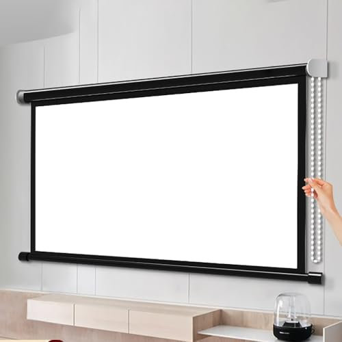 YCBTPS Écran De Projection HD Portable, Écran Videoprojecteur Déroulement Manuel, Écran Blanc Mat, Écran De Projecteur HD Mural(16:9,60inch)