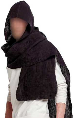Mittelalter Halstuch Damen Herren Kapuzenschal,2-in-1-Anzug Pullover Mütze Schal,Lange Große Schal Shawl 120cm,Halstuch Tuch Kopftuch Renaissance,Weich Schal Stola Für Herbst und Winter,Schwarz