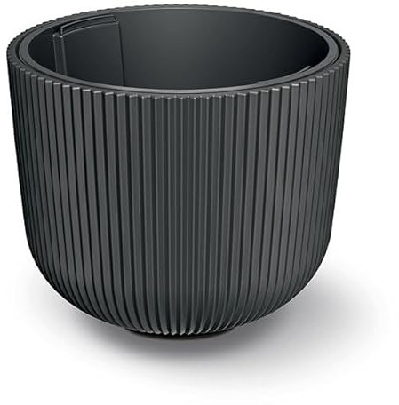 Tymar Blumentopf mit Einsatz, Blumenkübel aus Kunststoff, Übertopf, Pflanzkübel Gross (DBML Schwarz,ø 40 cm)