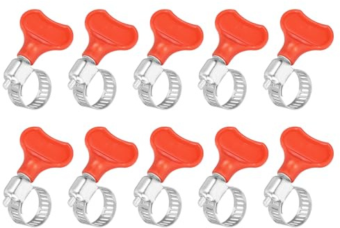 sourcing map 15Pcs Stainless Steel Hose Clamps Worm Gear Hose Clamp, 10-16mm(3/8 to 5/8) Adjustable Thumb Screw Key Type Clamps Fuel Line Clamps 8mm Bandwidth for Plumbing, Red