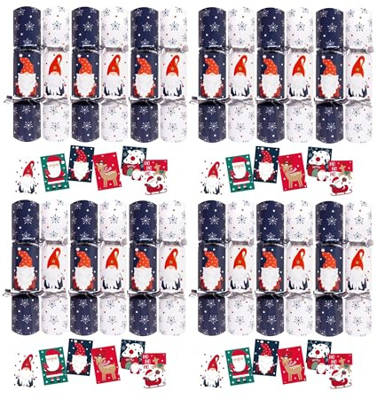 Shop4allsorts 24 Mini Gonks - Cute Christmas Gonks - 6 Inch Party Crackers - Small Crackers With Hat Motto and Snap