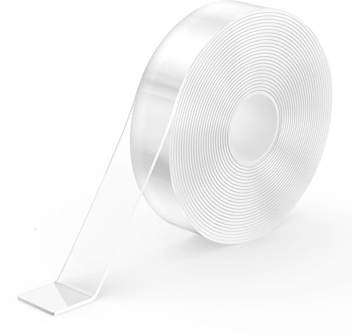 kinkaivy 5 m Doppelseitiges Klebeband Extra Stark Transparent, 2 cm | Spurlos Abnehmbar Nano Tape, Wiederverwendbar, Wasserfest Double Sided Tape für FotoWand/Teppich/Küche/Zuhause, 1 Rolle