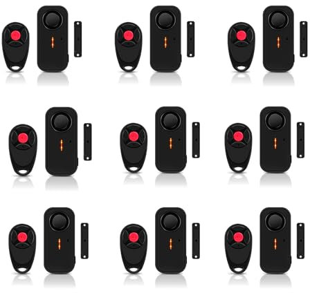 NineLeaf Alarmanlage fürs Haus, Fensteralarm Türalarm mit Fernbedienung, Alarmanlage Wohnung, Türalarm mit Fernbedienung 108dB Laut 4 Türklingeln 4 Lautstärkestufen für Haus Wohnung Garten Pool,9Stück