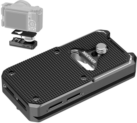 NEEWER Plaque à dégagement Rapide Compatible avec AirTag, Support de trépied en métal à Fixation Rapide, Plaque de Base avec Base de Type Arca et vis 6,35 mm pour trépied DSLR Caméscope Monopode
