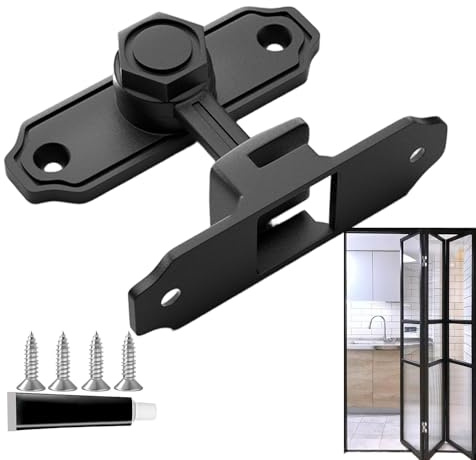 Bloqueo de puerta corredera - Pantalla de alto rendimiento - Bloqueo de gancho de seguridad, tornillos de seguridad, bloqueo de puerta, bloqueo de trineo de garaje con 4 tornillos, 1 adhesivo para