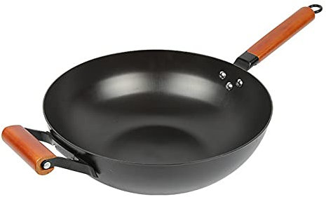 Wok antiaderente – con coperchio – induzione – padella wok – con rivestimento antiaderente – 34 cm