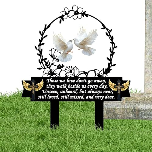 Rrlihjgu Marqueurs funéraires commémoratifs, décorations de tombes | Piquet de cimetière acrylique 2D pour plein air, crossing créatif et décorations de tombes pour le cœur